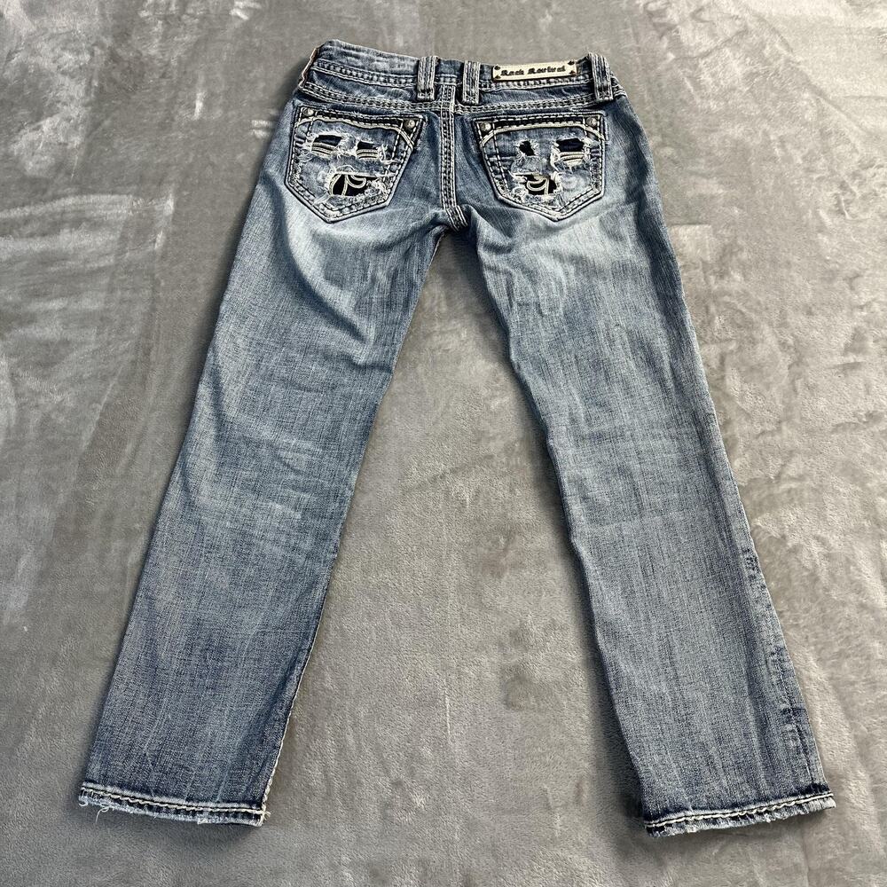 Rock Revival Distressed Light Blue Cropped Ankle Jeans
